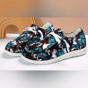 Skull Slip On Canvas Sneakers Skulls